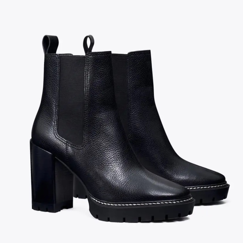 Tory Burch Carson Lug Sole Ankle Boots in Perfect Black - Picture 2 of 12